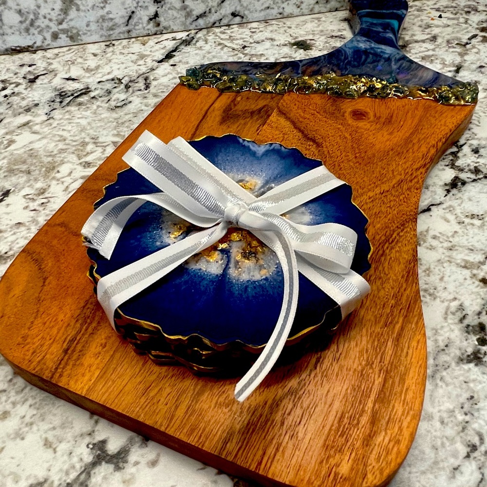 Custom Coasters & Cheese Board